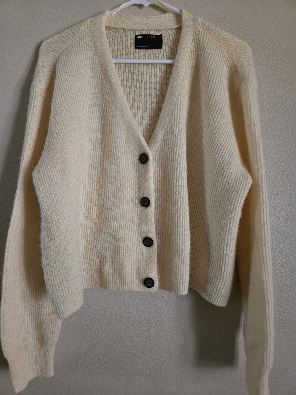 Asos Butter Yellow V‑Neck Button Cardigan